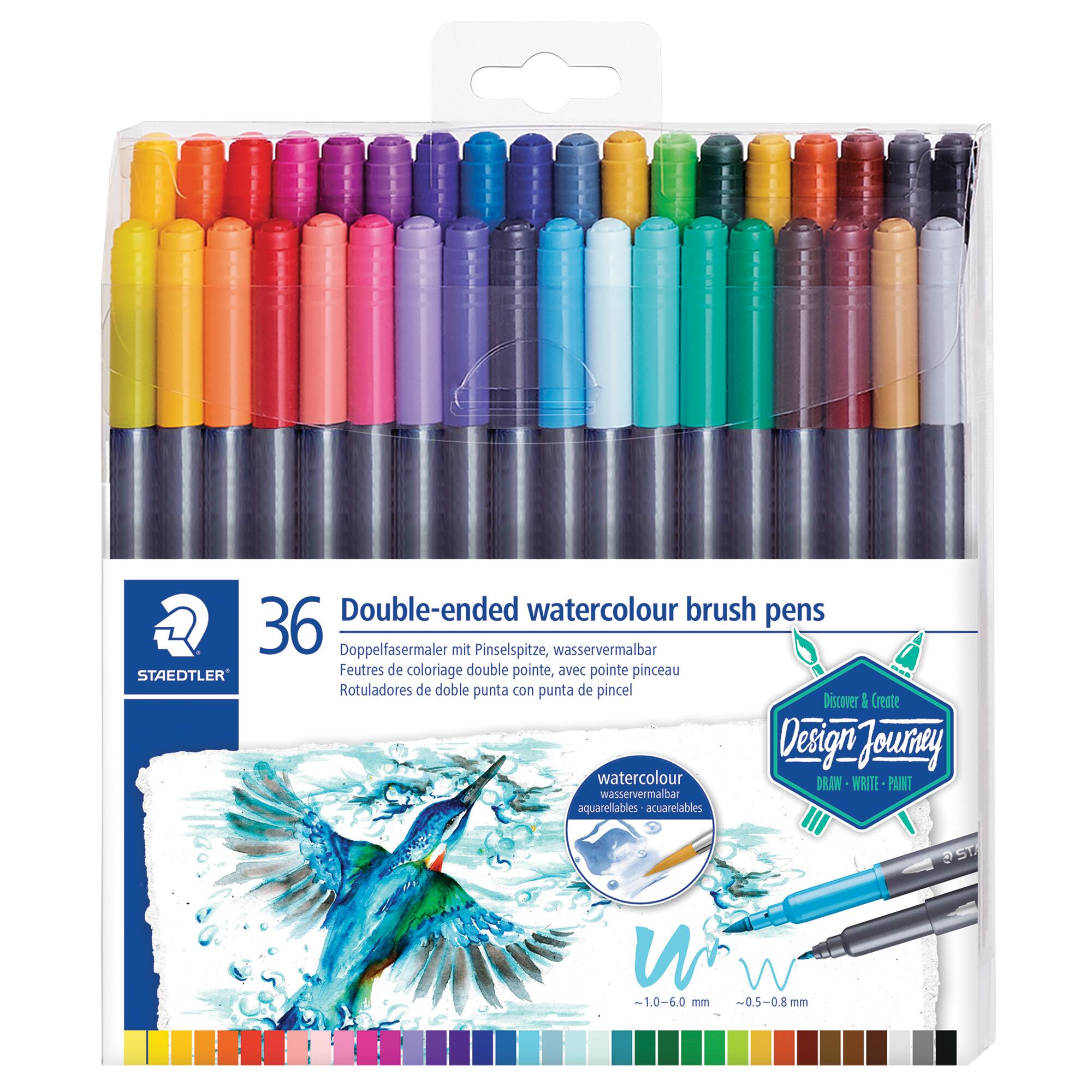 6 Packs: 36 ct. (216 total) Staedtler® Double-Ended Watercolor Brush Pens Set